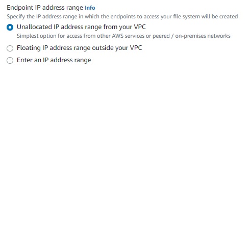 Endpoint IP address range
