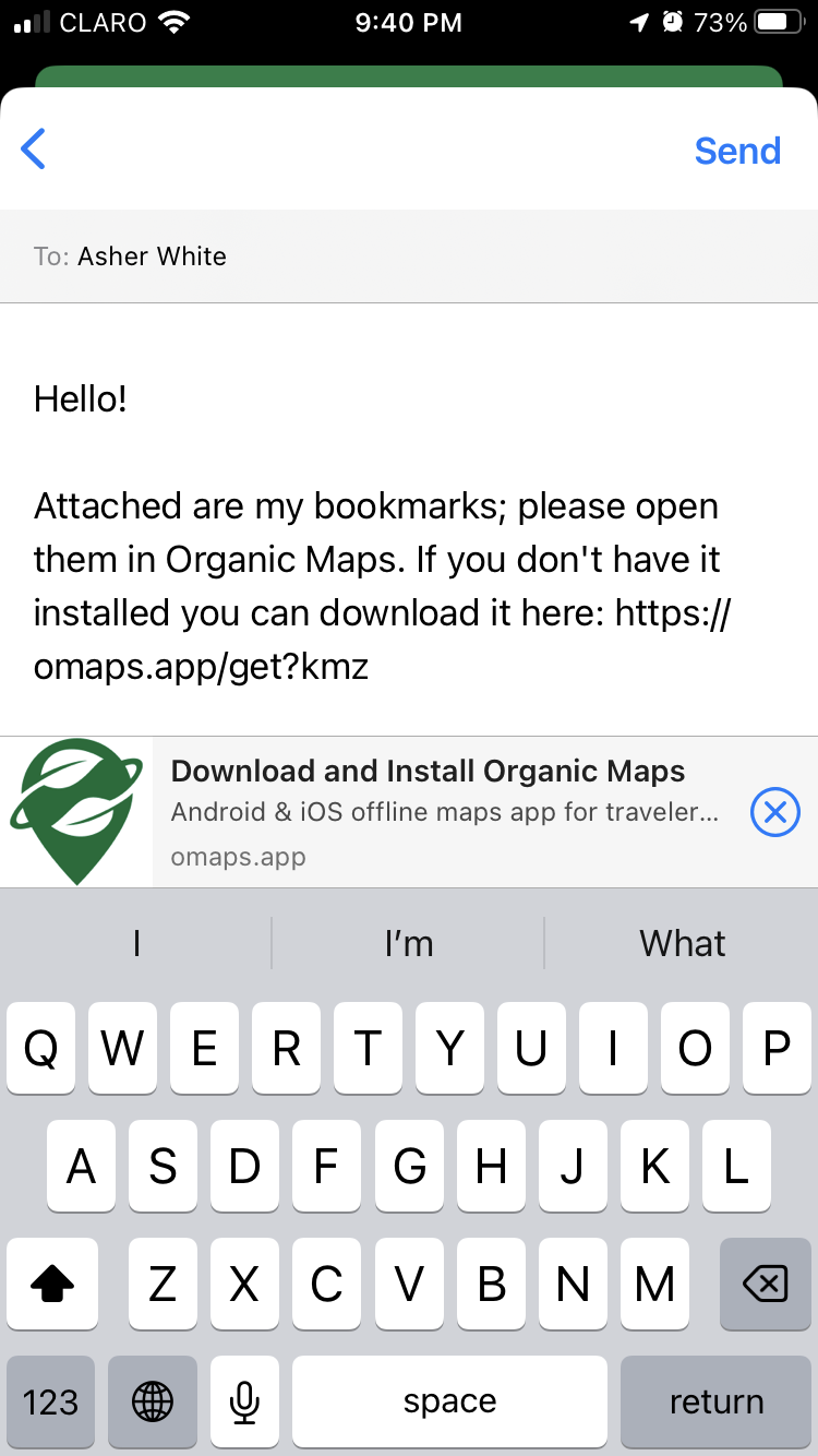 Exporting bookmarks to WhatsApp only exports text (iPhone) · Issue 6230 · organicmaps