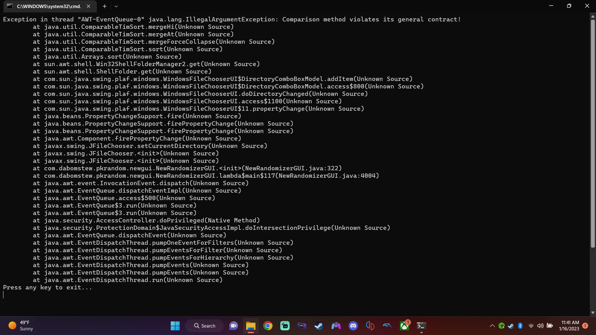 [Help] java error when launching (windows) randomizer