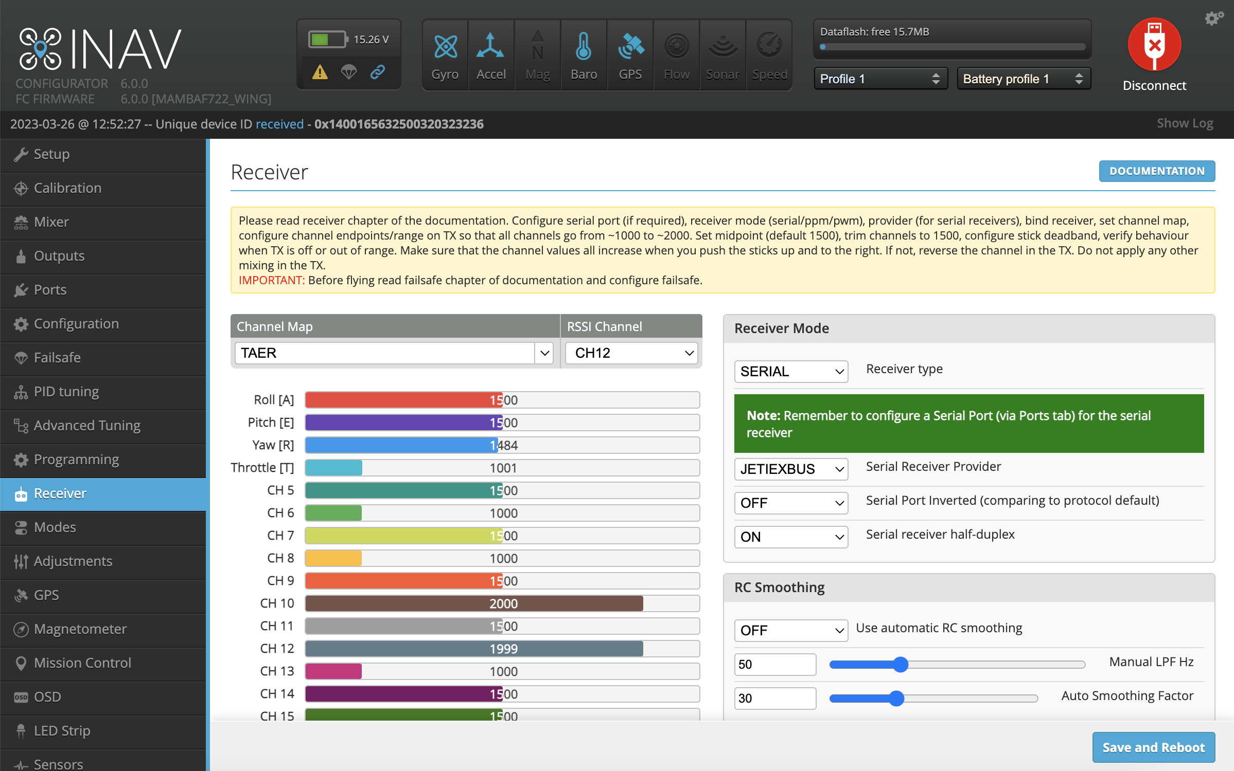 Matek F405 WMN and Jeti Receiver how to setup connection · Issue