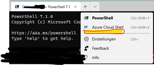 Screenshot of the Terminal's dropdown