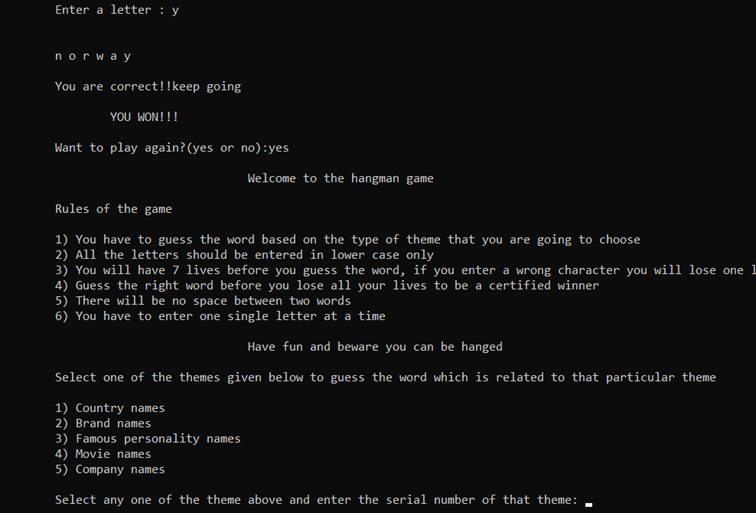 Github ymshreyas hangman
