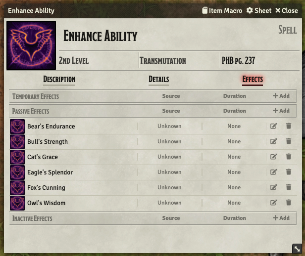 Enhance Ability effects