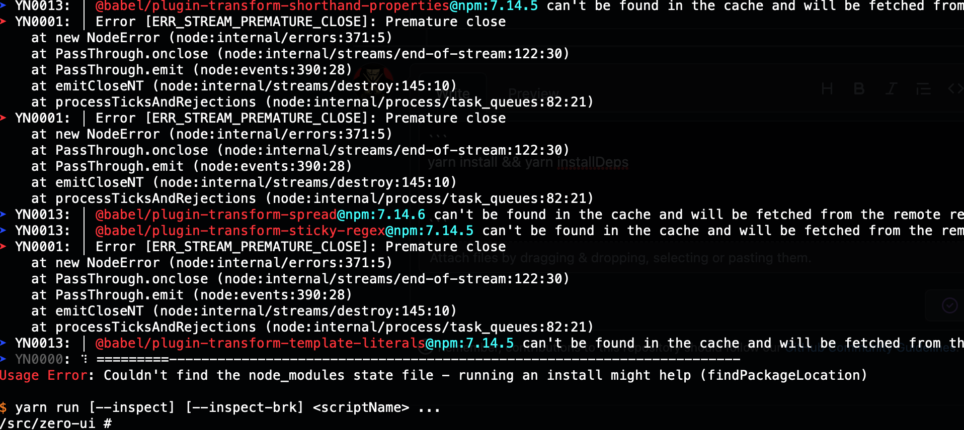 bug yarn installDeps failed · Issue 26 · dec0dOS/zeroui · GitHub