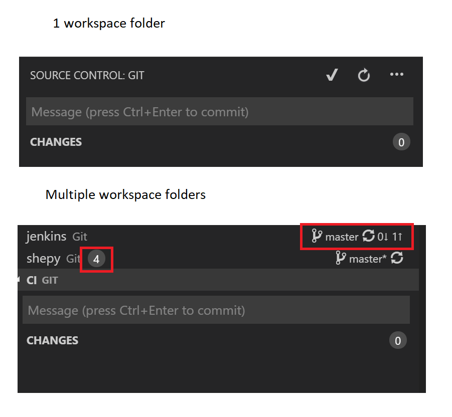 The sync button and remote commit status should be visible in the Git