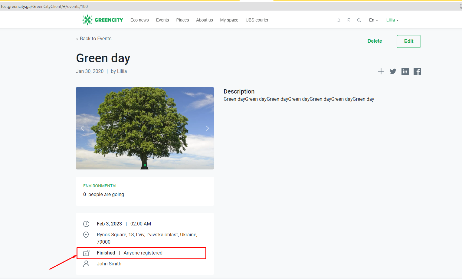 [View Event]The 'Closed' tag isn`t displayed on the Event datails page ...