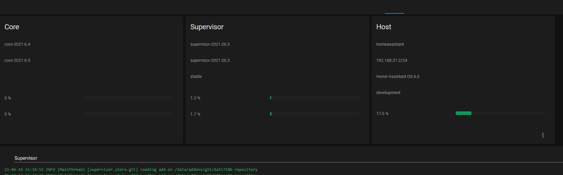 Buttons missing + Cant open Addons after Update to supervisor-2021.06.3 ...