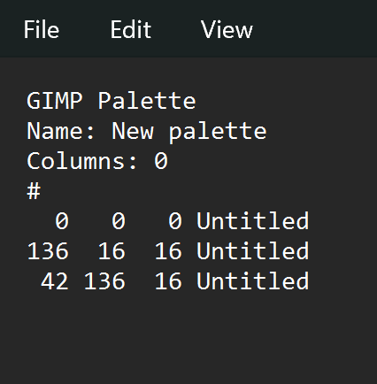 When exporting a palette file out from Piskel, .gpl file displays the ...