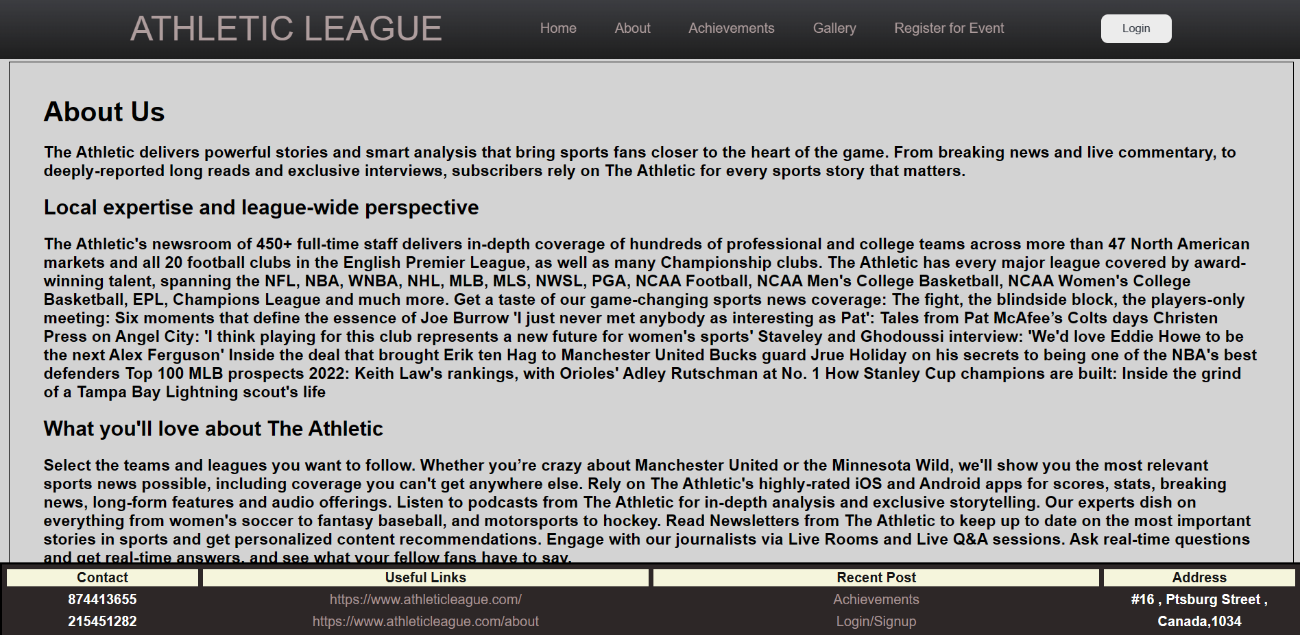 GitHub - unofficialmohit/athleticleaguewebsite: Website Made with the ...