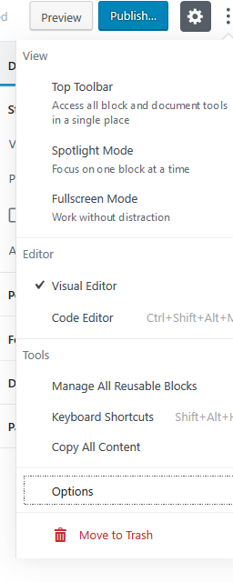 Move to Trash as option in menu