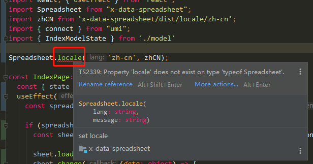 React+ts中设置语言locale的ts校验报错 · Issue #339 · myliang/x-spreadsheet · GitHub