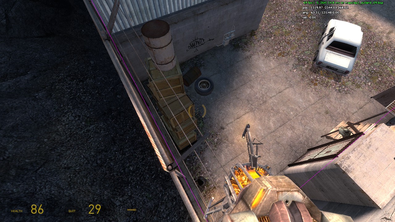 [EP2] Portions of third building roof in row after second right turn is ...