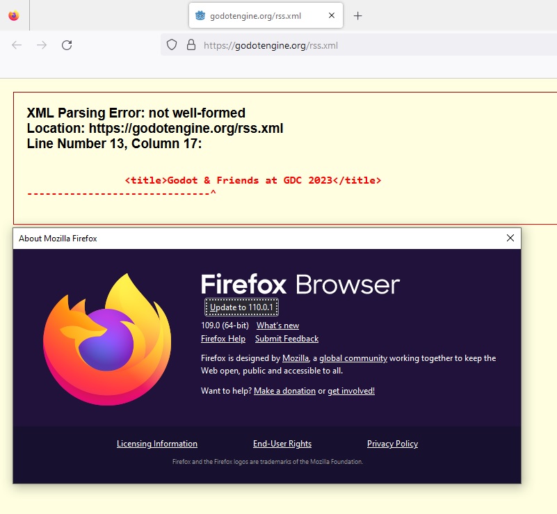 The rss feed is broken issue 595 godotengine godot website github