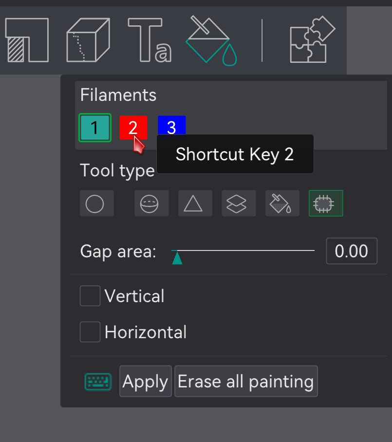 shortcut keys for first color selection in Material painting · Issue ...