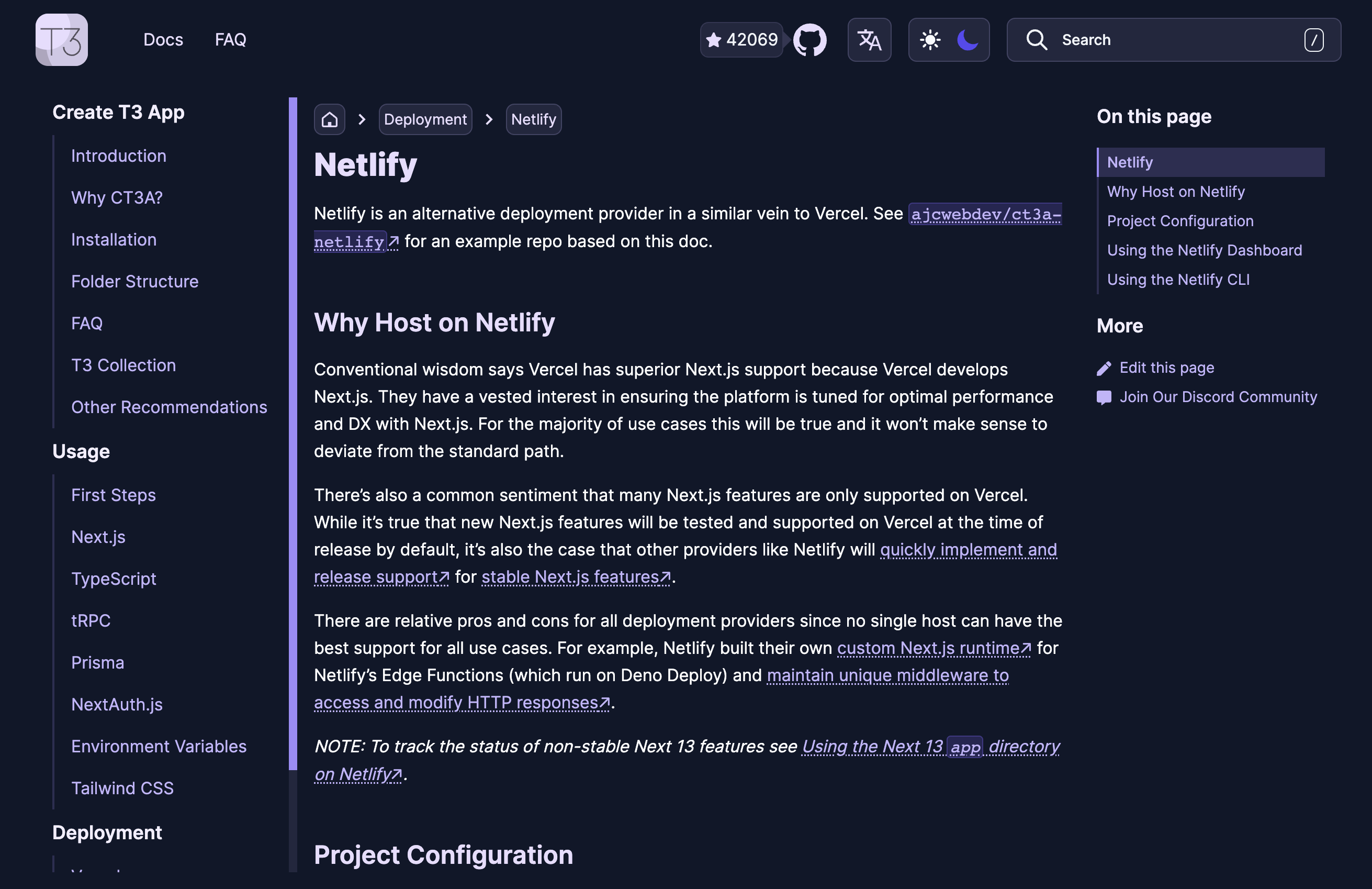 Screenshot of Netlify deployment documentation