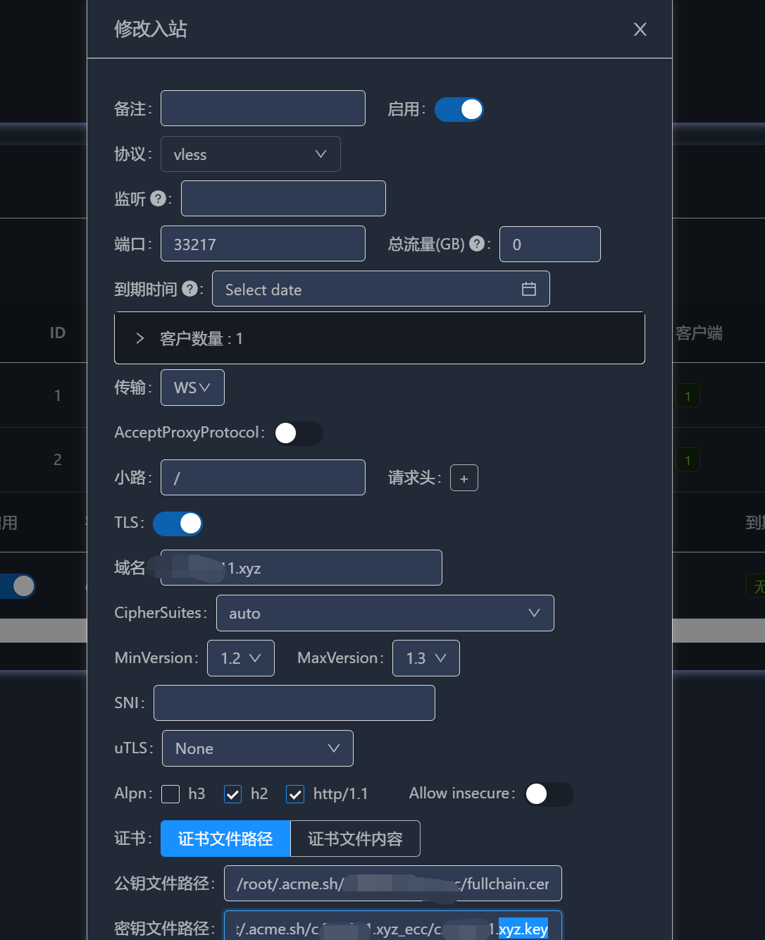 配置ssl证书，设置ws+tls，v2rayng连接没网络 · Issue #297 · MHSanaei/3x-ui · GitHub