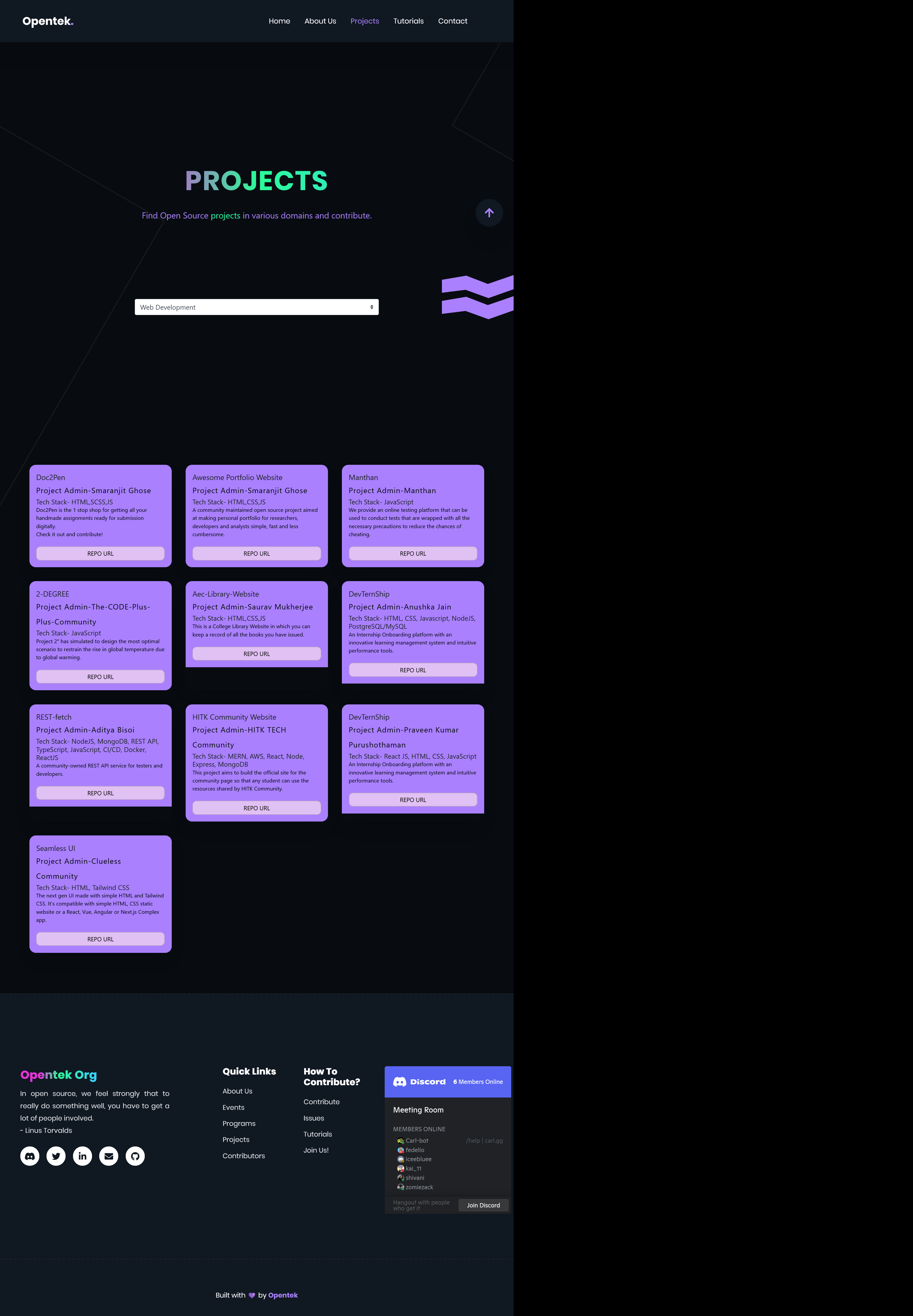 Divs of project section's web dev portion is of not proper height