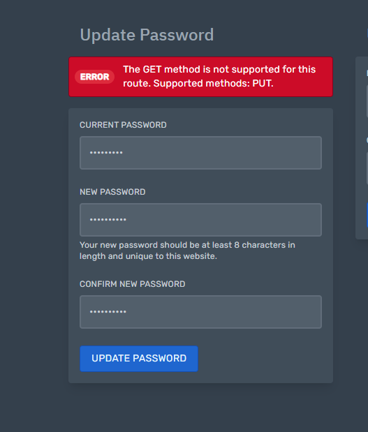 Error while trying to update password. · Issue #2988 · pterodactyl ...