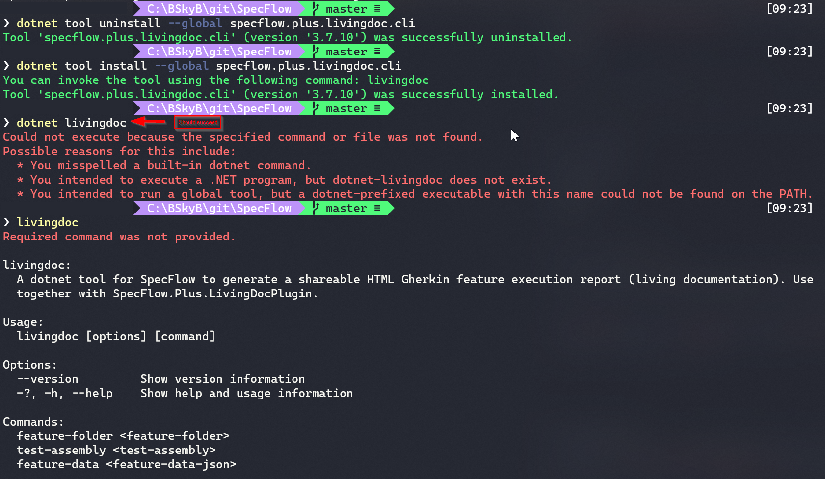 SpecFlow.Plus.LivingDoc.CLI dotnet tool not being correctly installed ...