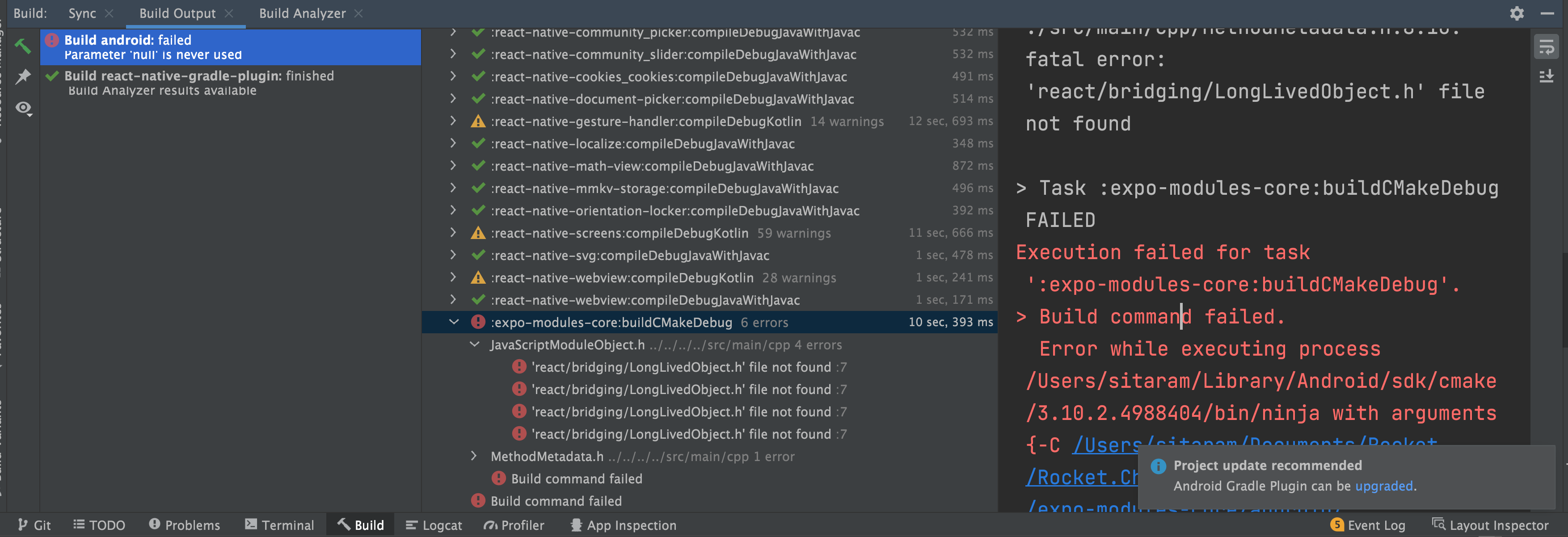 Ninja Entering Directory , Execution failed for task ‘:react-native ...