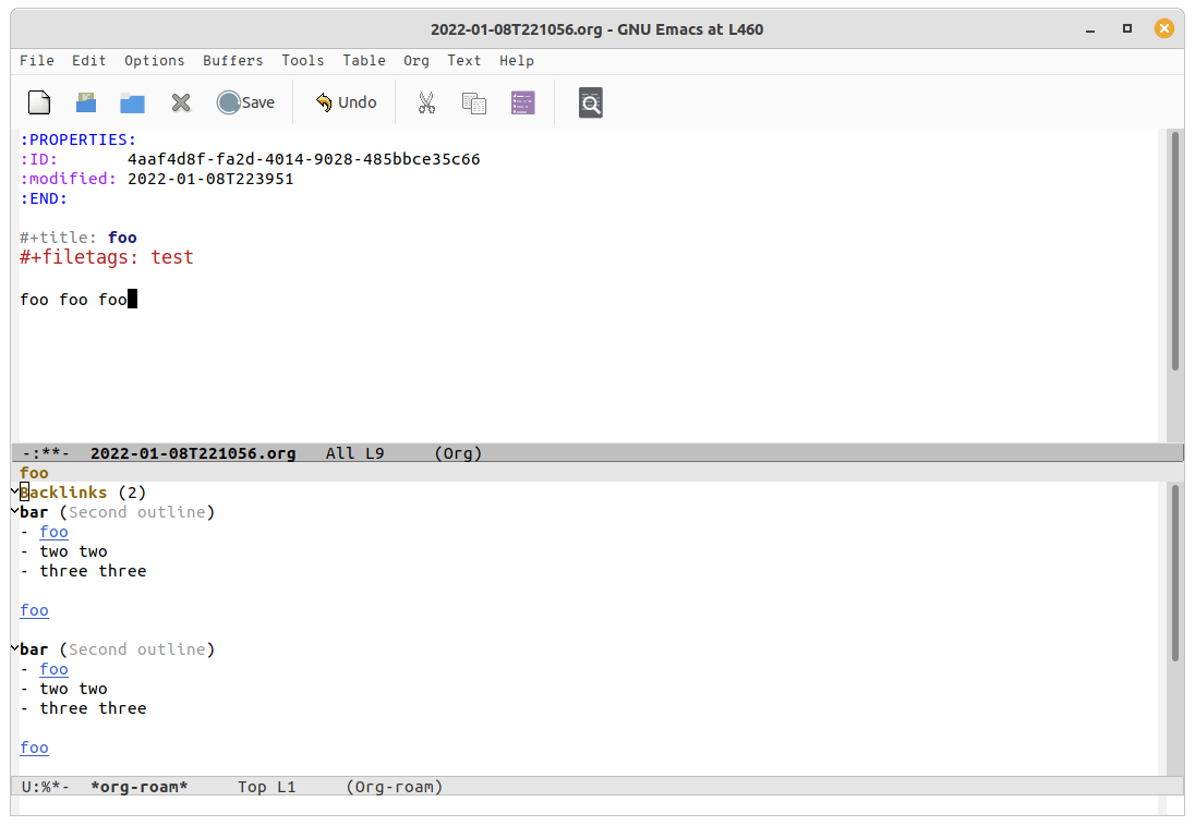 Identical id link under outline produce two different backlink content ...