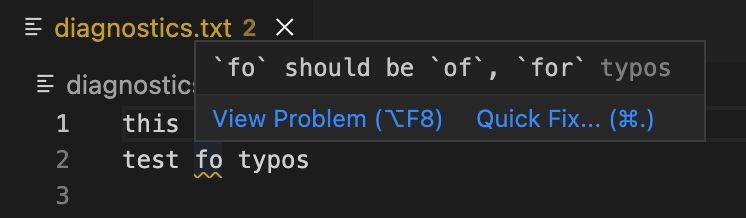 Diagnostics example with Quick Fix
