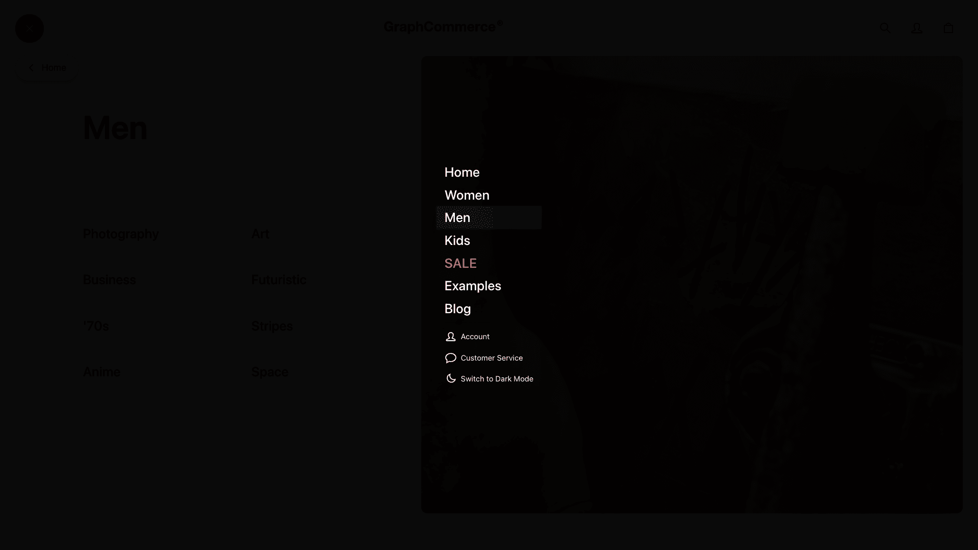 Menu component with custom styling