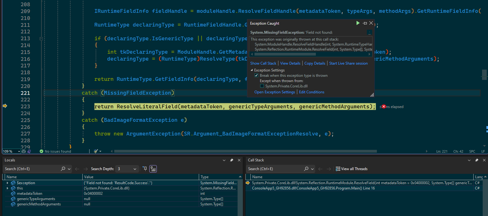 ResolveField throws and catches exceptions which adds performance