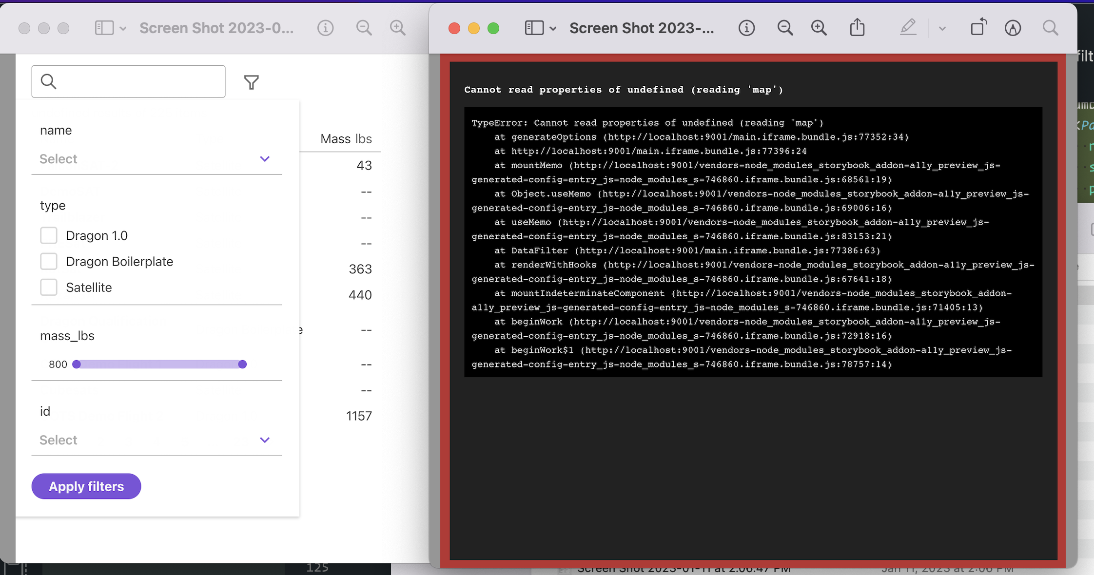 Data throws error when view + onView but no properties specified