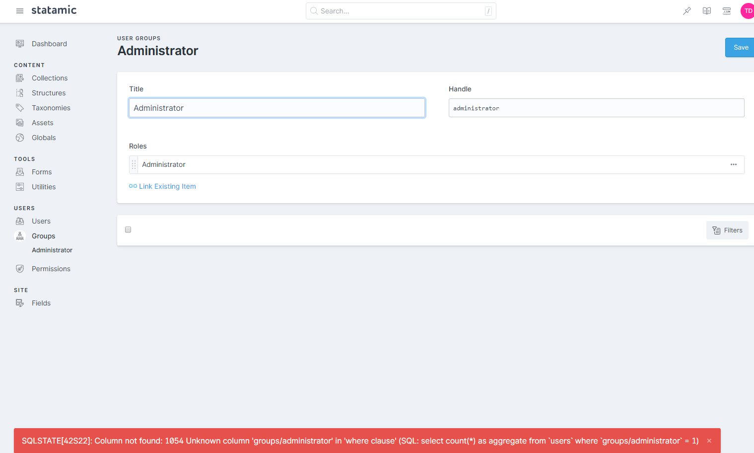 Error When Using Eloquent Issue 1048 Statamic Cms Github