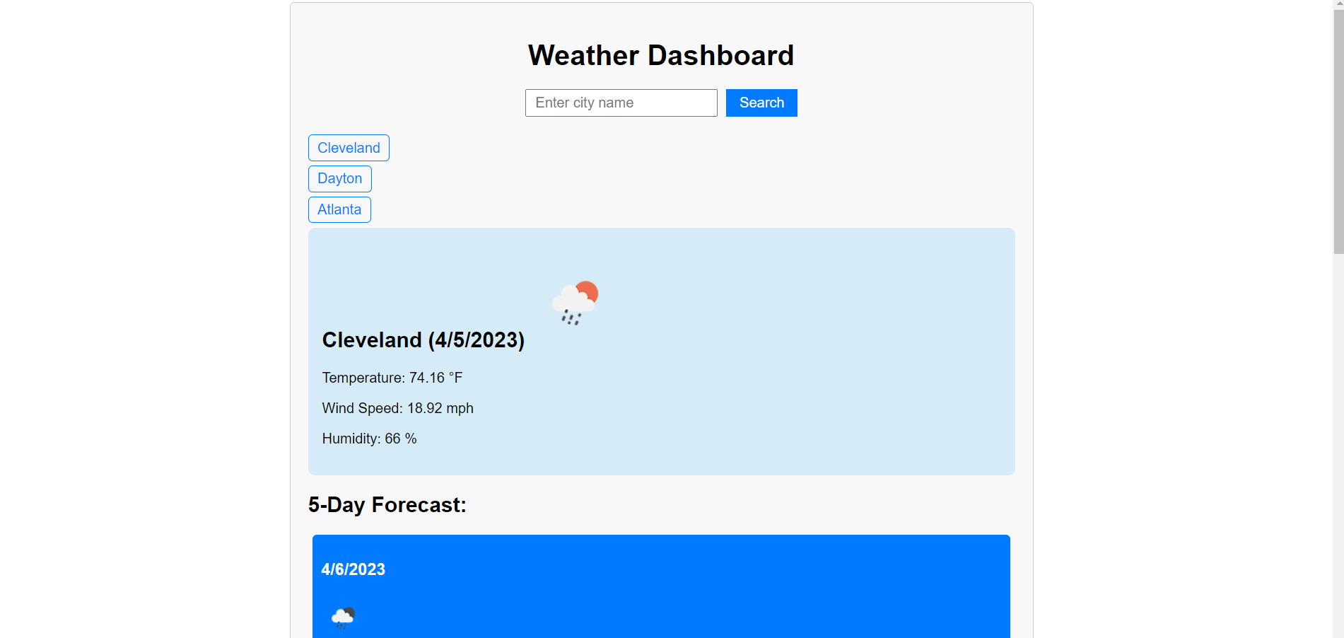 GitHub - thejamesdouglas/Weather-Dashboard: A simple weather dashboard ...
