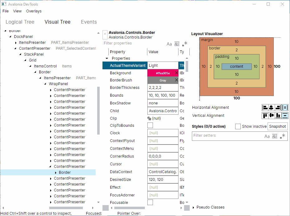  devtools scrollviewer visual tree horizzontal scroll reset to start