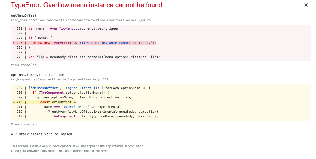 Overflow Menu errors out after clicking on it · Issue #2224 · carbon ... image.