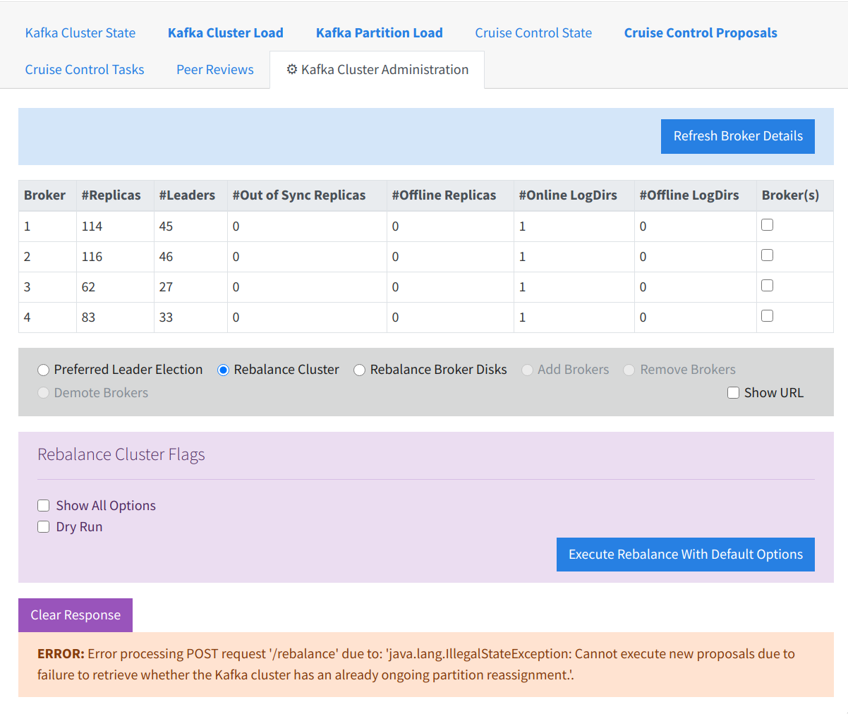 Rebalance Cluster The broker does not support LIST_PARTITION