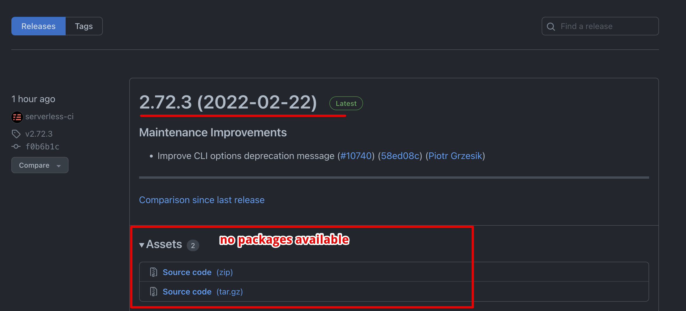 [Release] Missing packages for version 2.72.3 assets · Issue #10743 ...