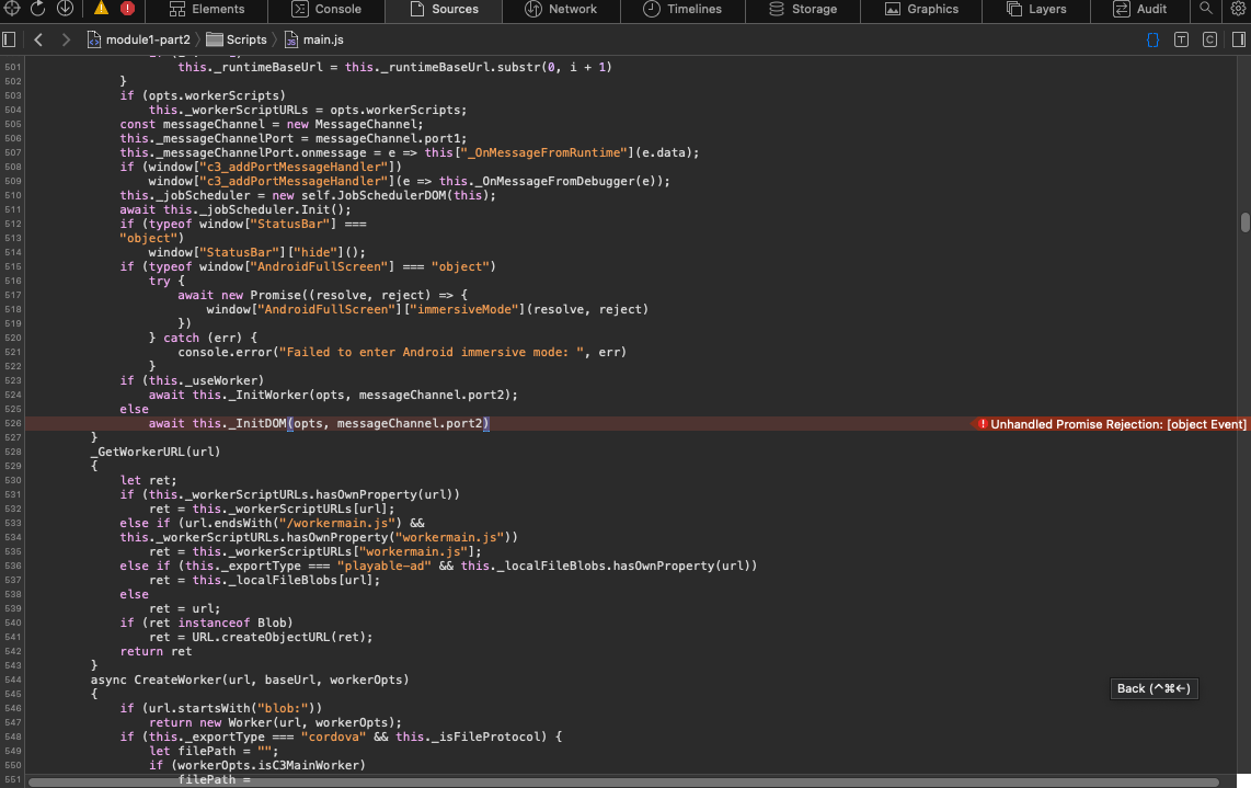 Can't run construct3 project having a sprite with animations exported ...