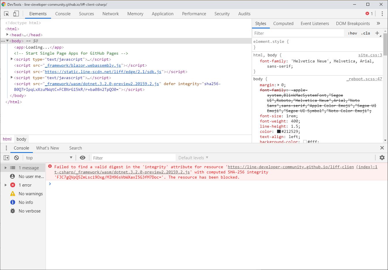 Failed to find a valid digest in the integrity in blazor wasm issue