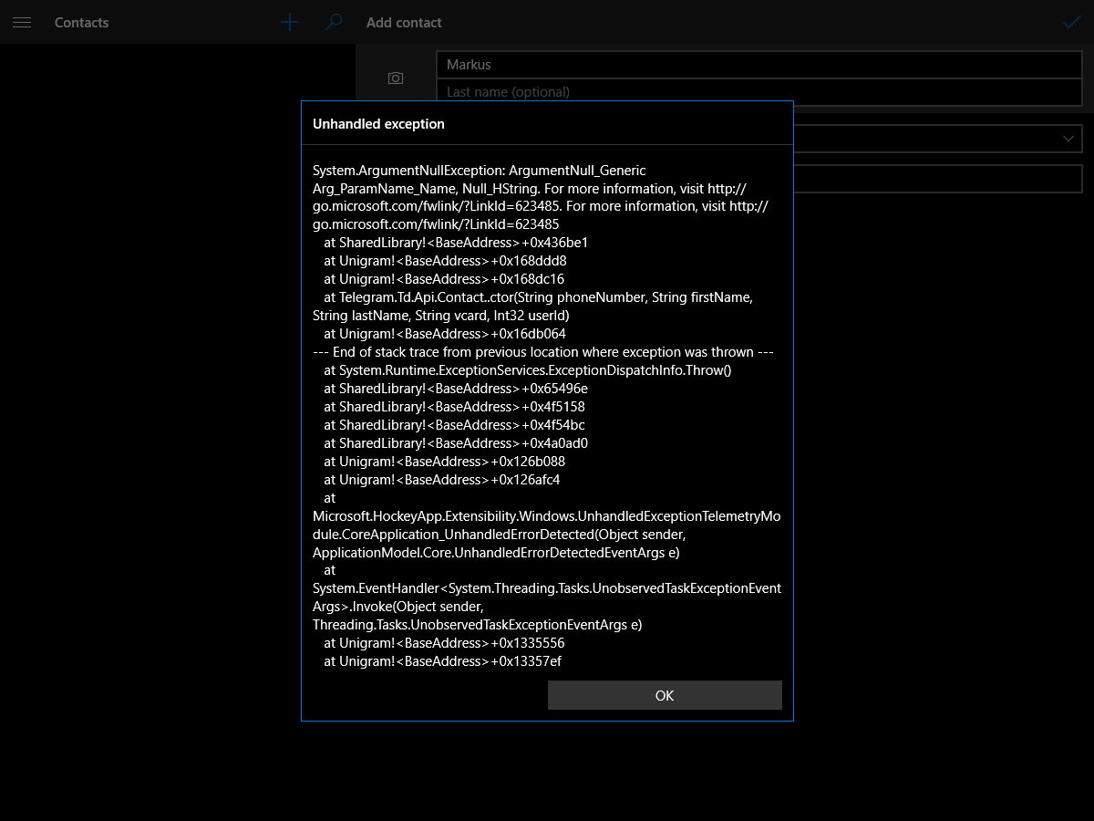 Error when I try to add a contact without entering a surname · Issue ...