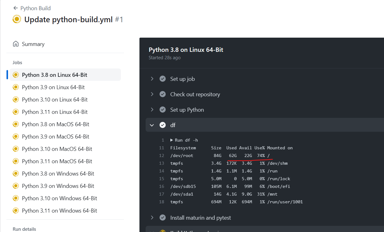 System.IO.IOException No space left on device · Issue 8166 · actions