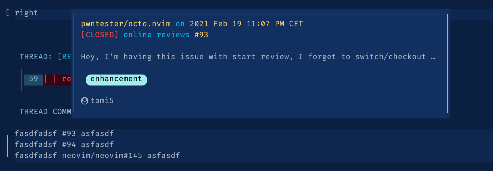 Feature request - add hover window for issue/PR numbers on CursorHold ...