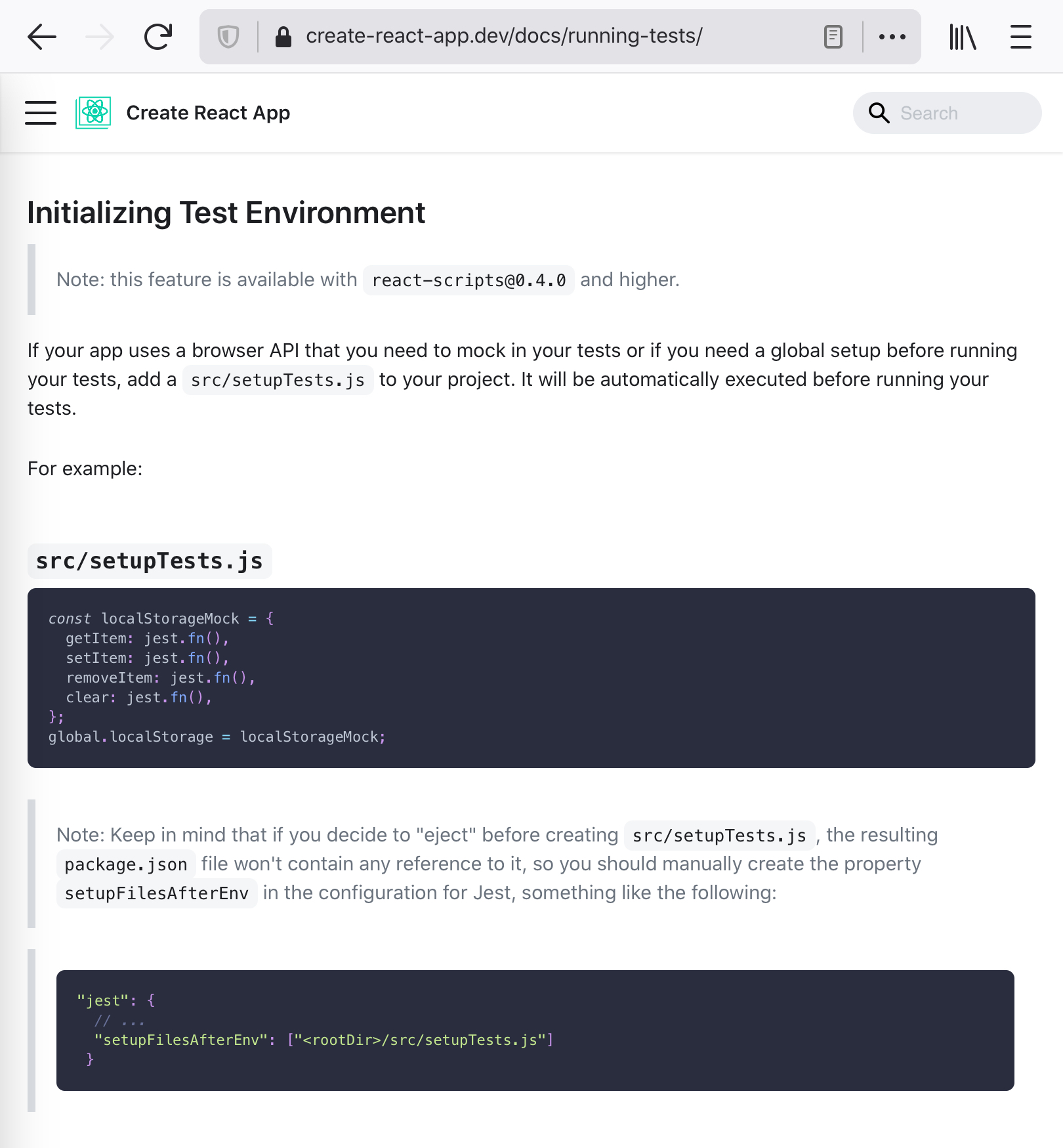Jest Configuration Support For Setupfiles Issue 9706 Facebook Create React App Github