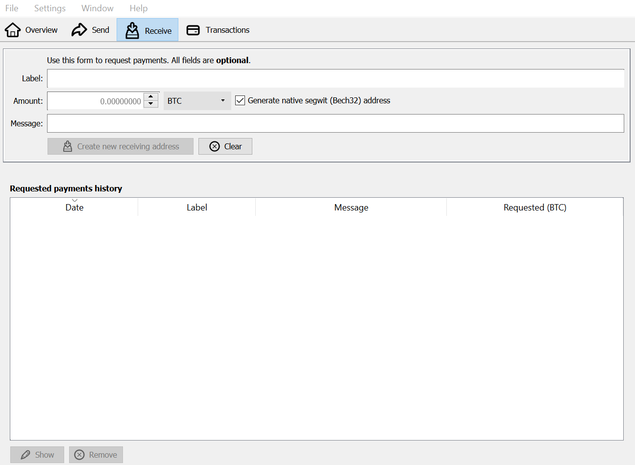 Create new receiving address greyed out · Issue #21179 · bitcoin/bitcoin