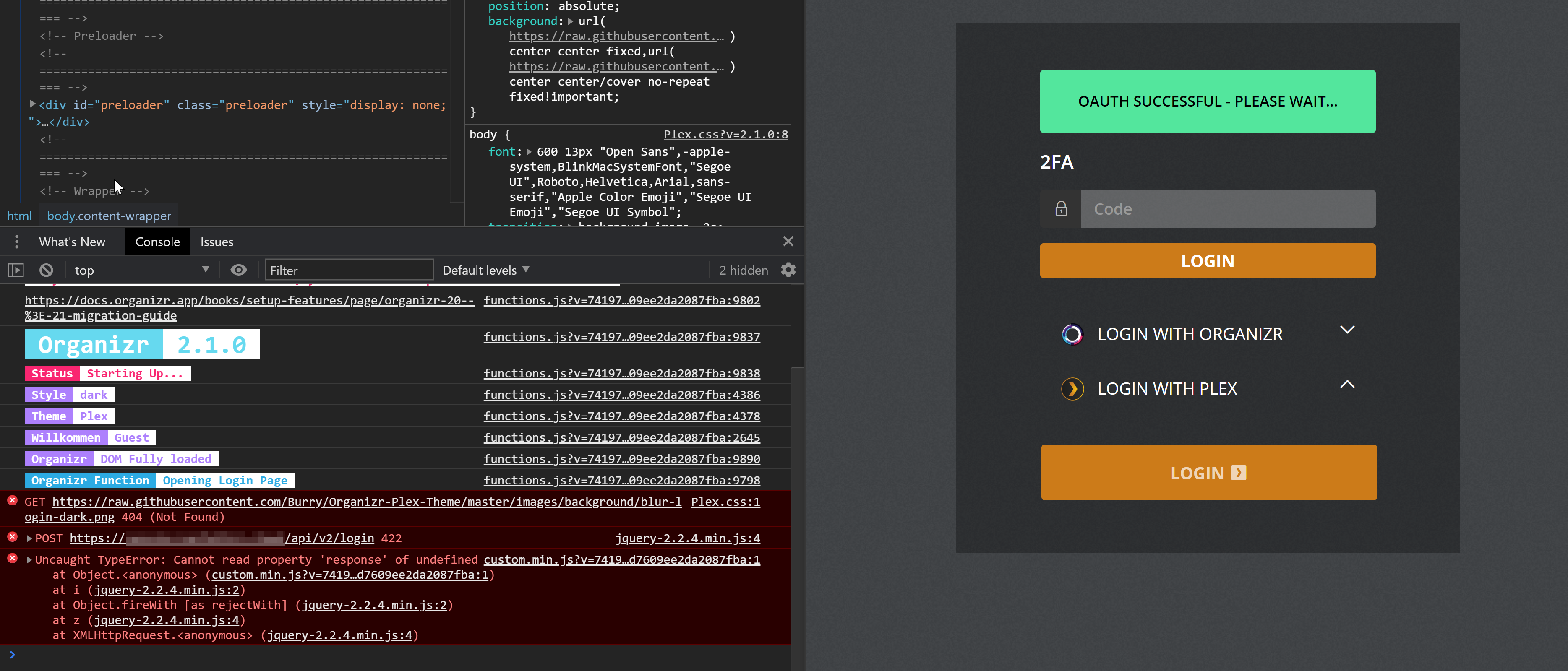 [v2-develop] /api/v2/login error 422 · Issue #1458 · causefx/Organizr ...