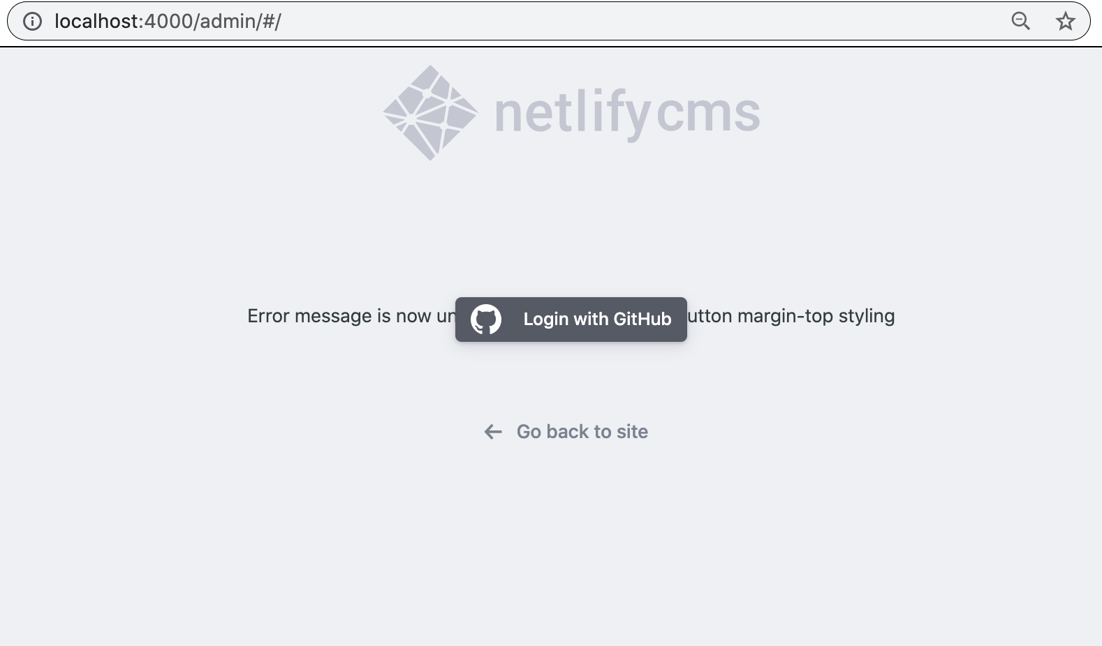 update login button styling for netlify cms to display error messages ...