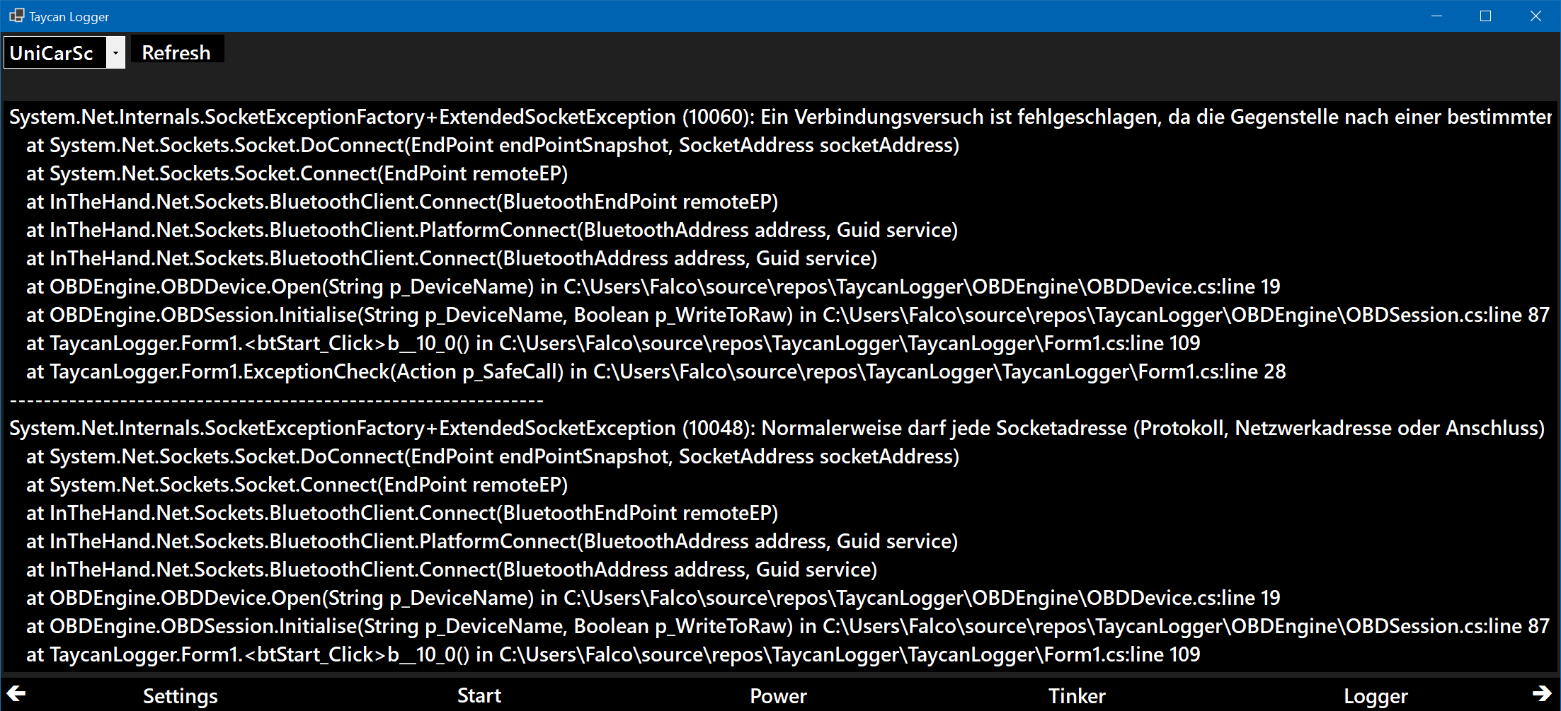 some exceptions during start · Issue #8 · rs38/TaycanLogger · GitHub