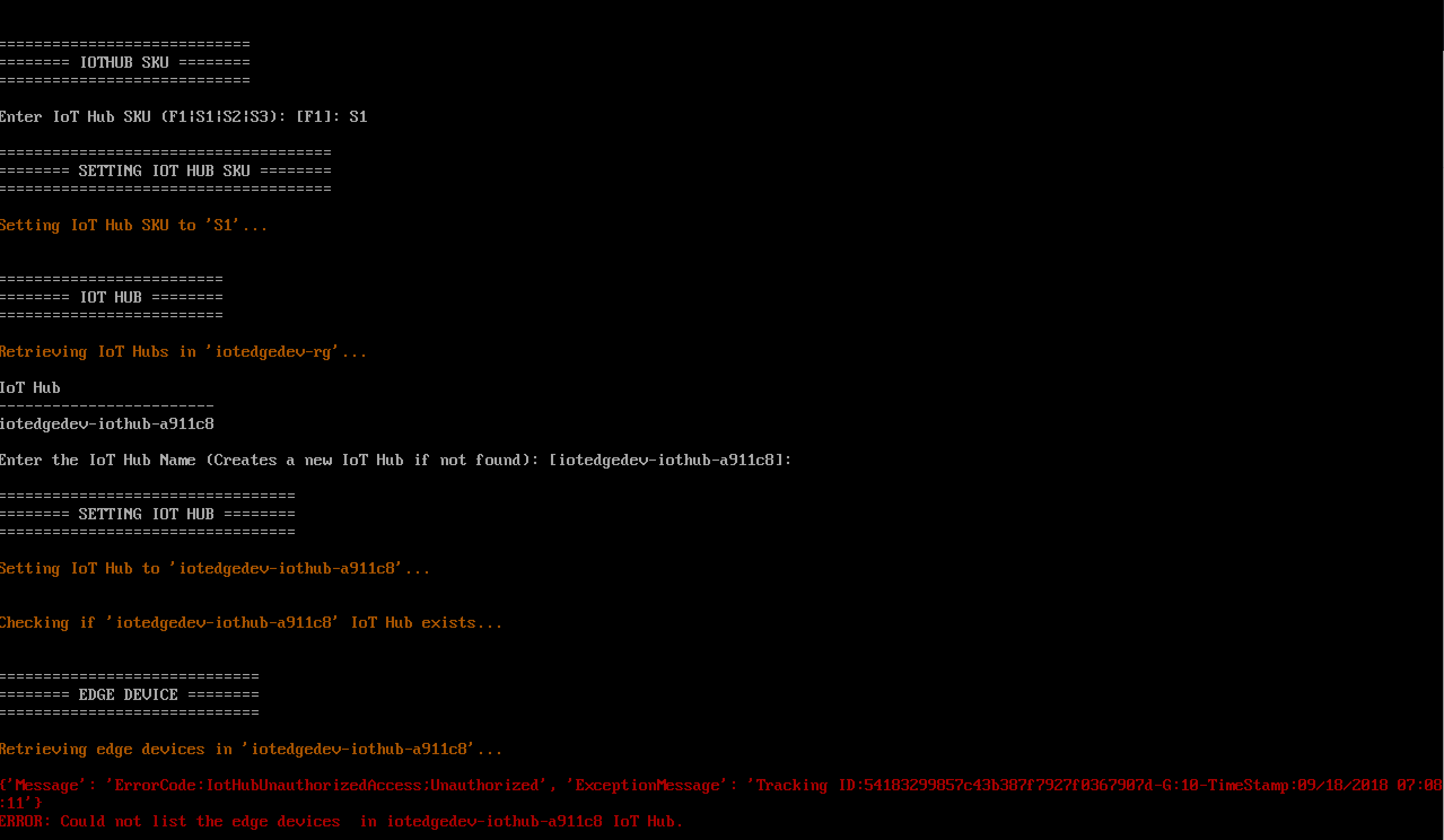 iotedgedev init fails to list Edge devices in IoT Hub · Issue 320