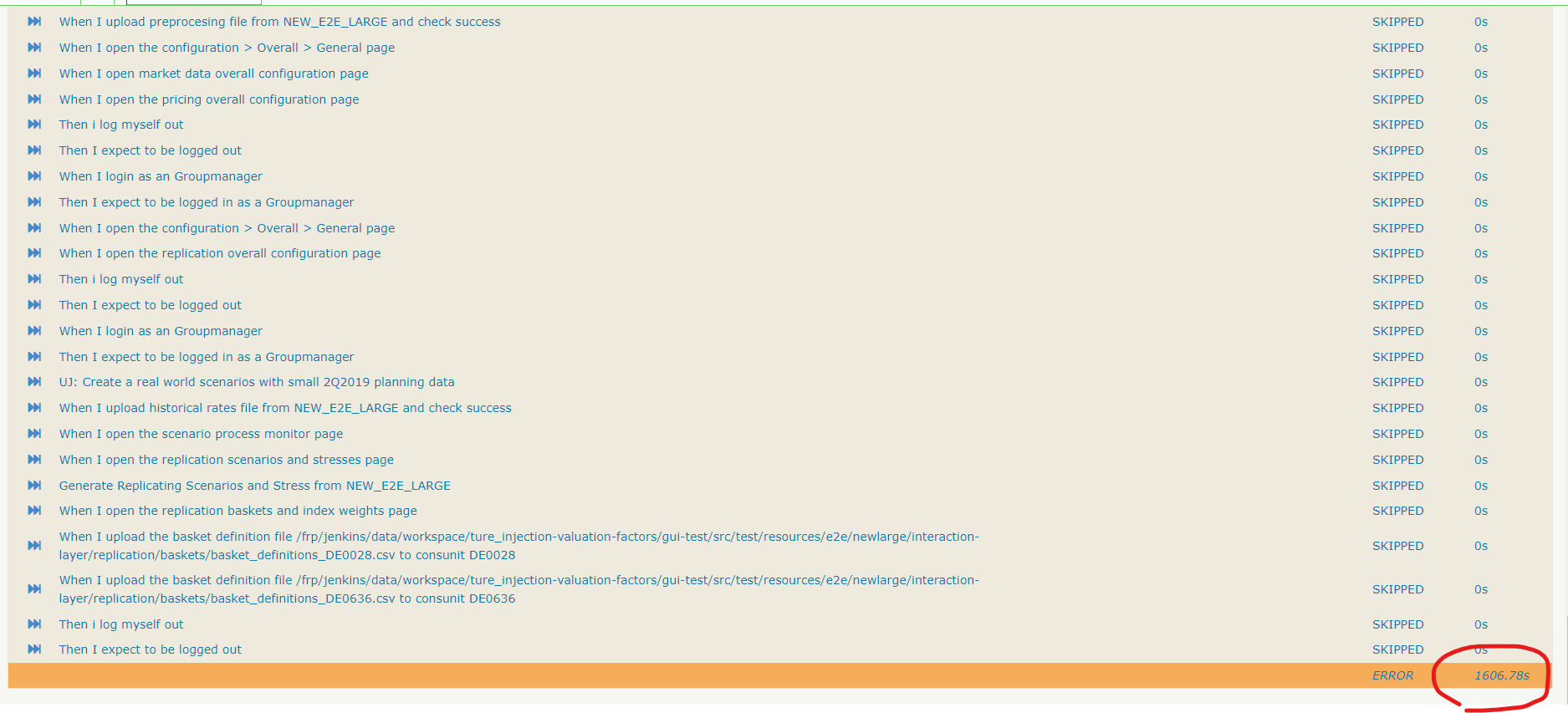 Serenity test doesn't fail immediately after a failure and takes half