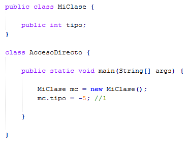 Ejemplo 1 representación de un código sin encapsulado. Ejemplo 1