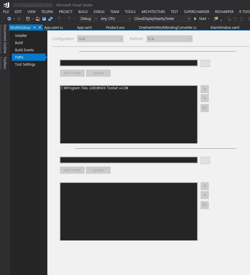 Wix Project Properties > Paths. all labels not shown · Issue #5792 ...
