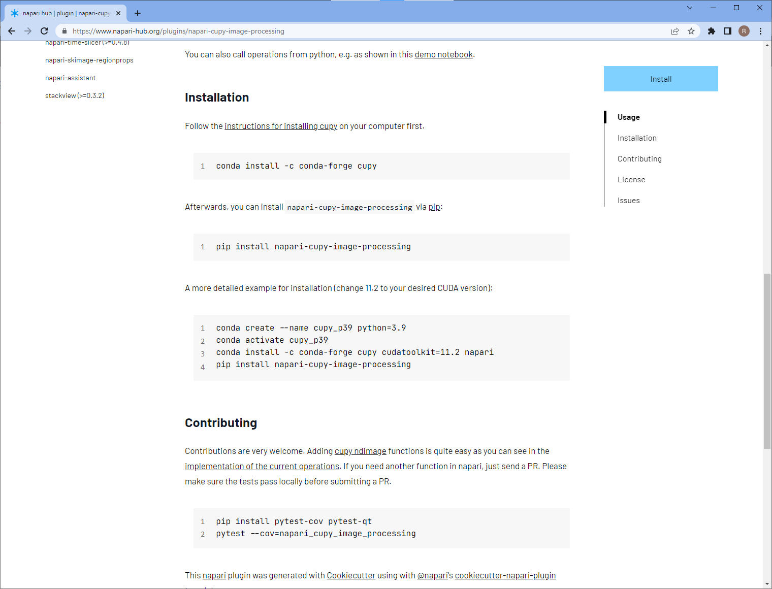Install button gives non-functional installation instructions for some ...